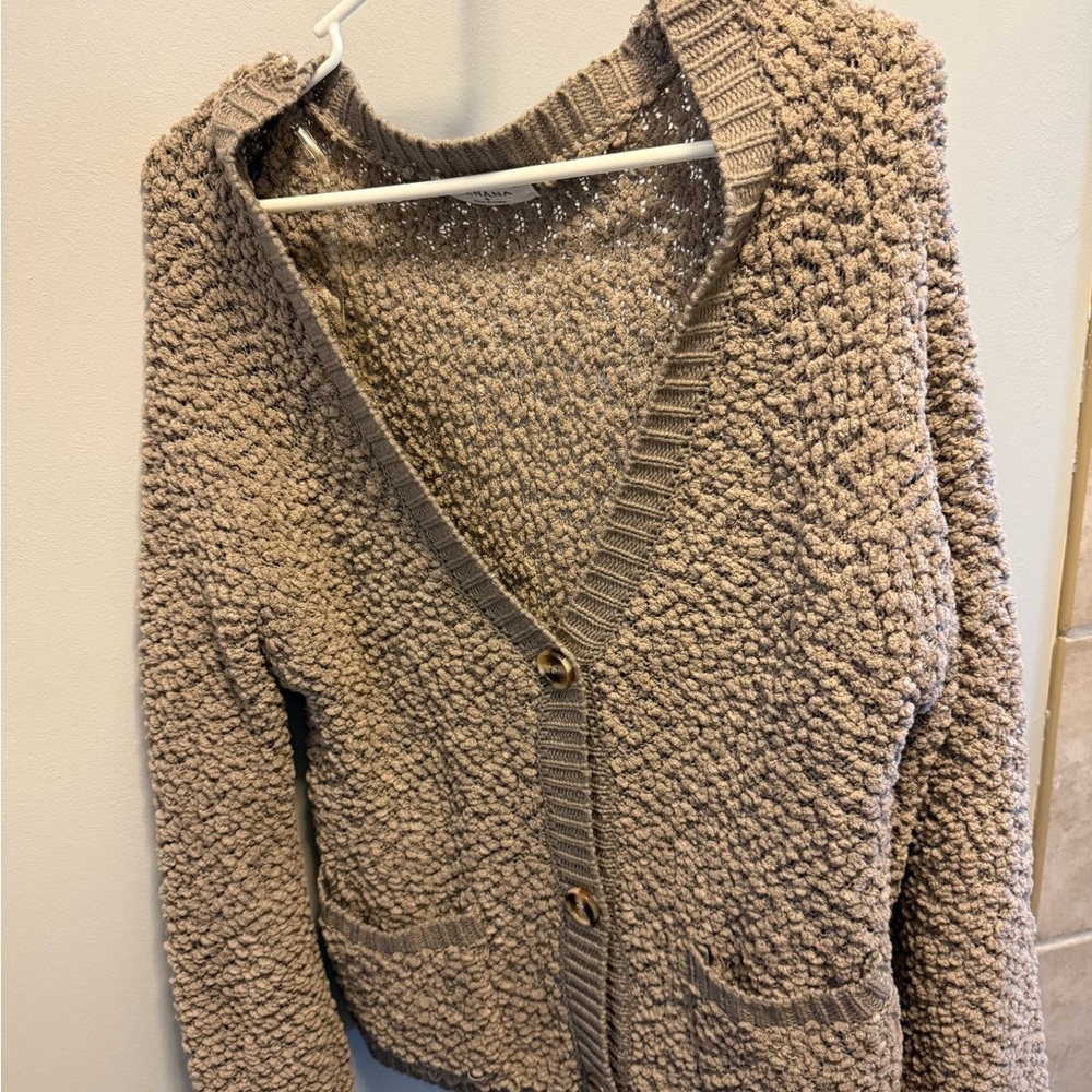 Cozy Chunky Knit Button-Up Cardigan - Taupe